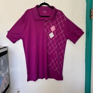 PBX Pro Men's XXL Purple Geometric Polo‎ Shirt Lightweight Golf Shirt